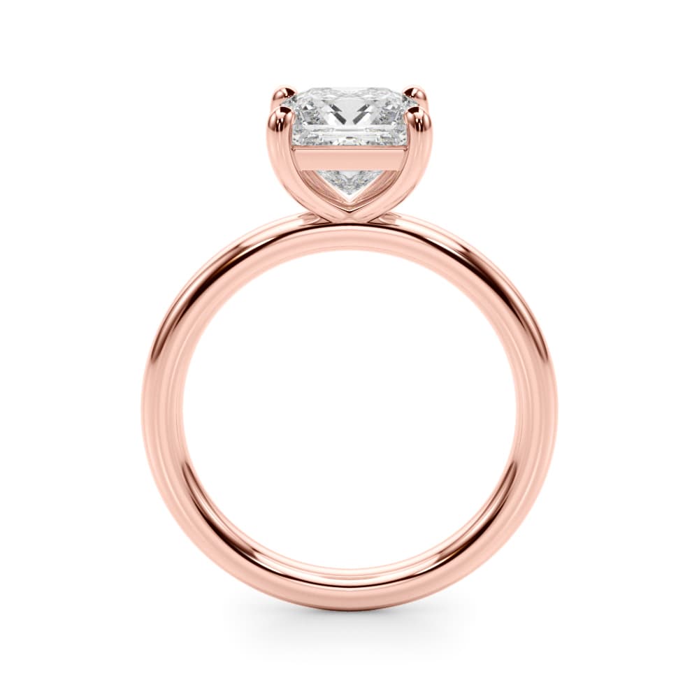 Solitaire Princess Cut Engagement Ring, style 51279, Side view in rose gold