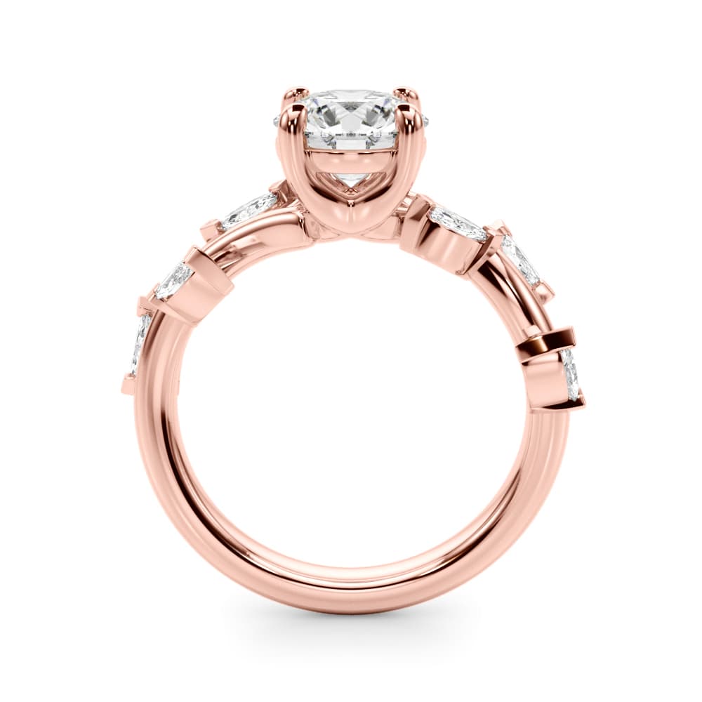 Round & Mq Engagement Ring, style 51284, Side view in rose gold