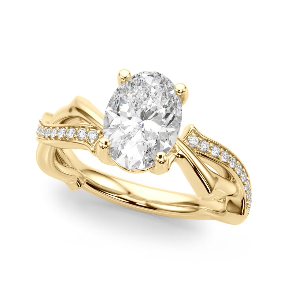Nature Inspired Oval Engagement Ring, style 51285, Front view in yellow gold