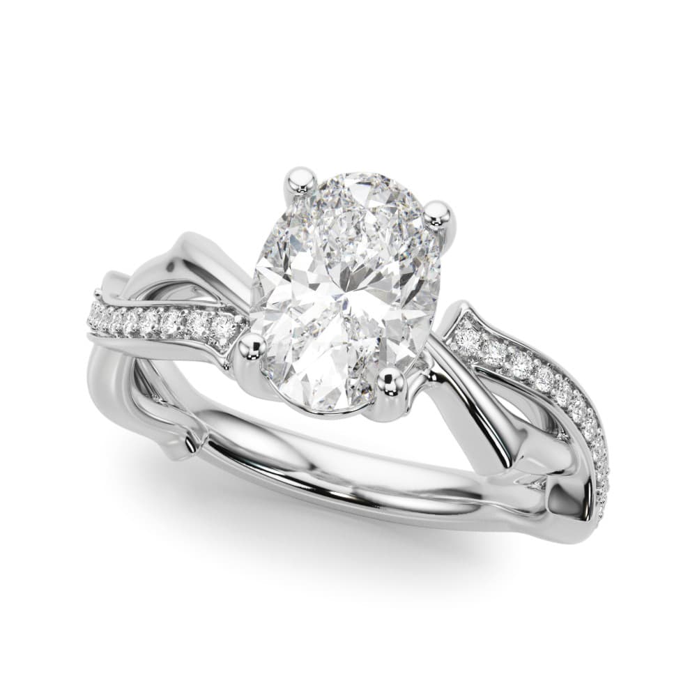 Nature Inspired Oval Engagement Ring — style 51285 in 10k White Gold