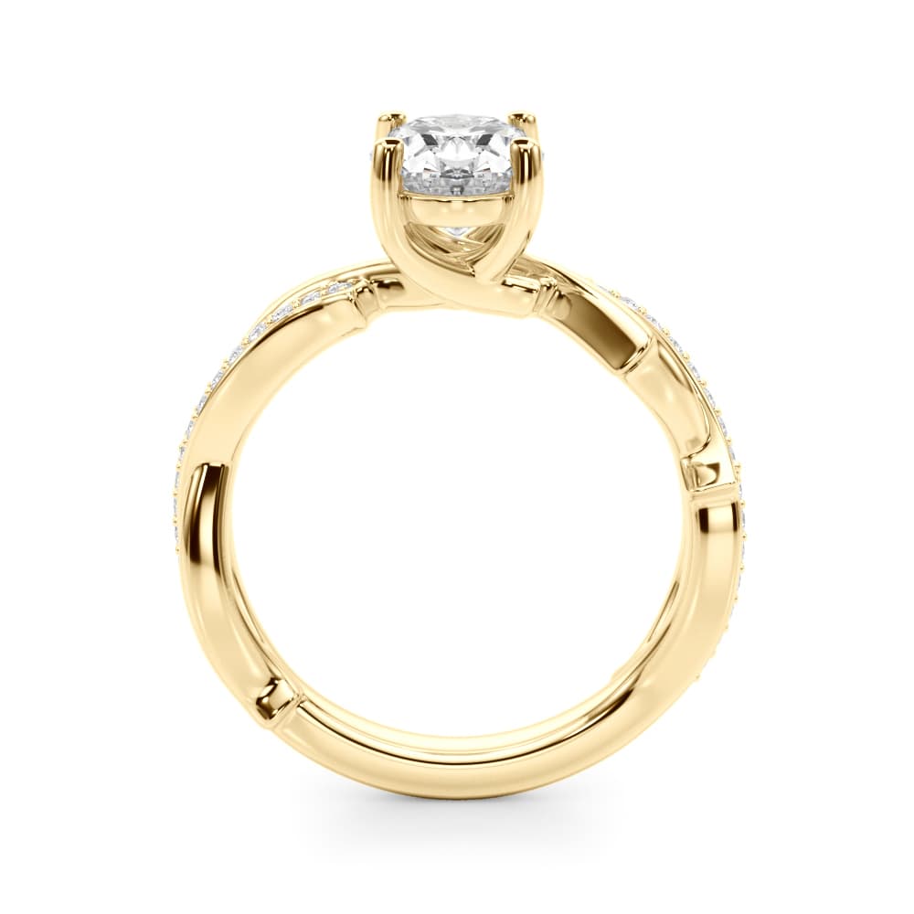 Nature Inspired Oval Engagement Ring, style 51285, Side view in yellow gold
