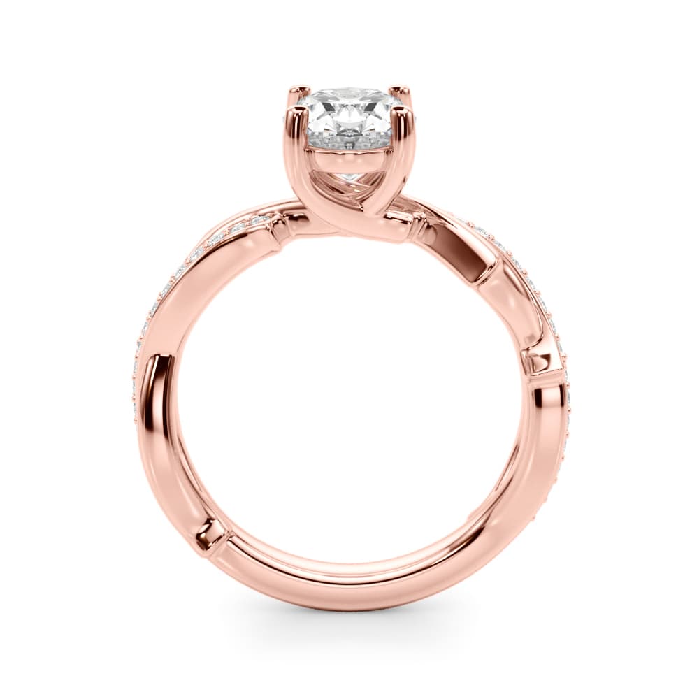 Nature Inspired Oval Engagement Ring, style 51285, Side view in rose gold