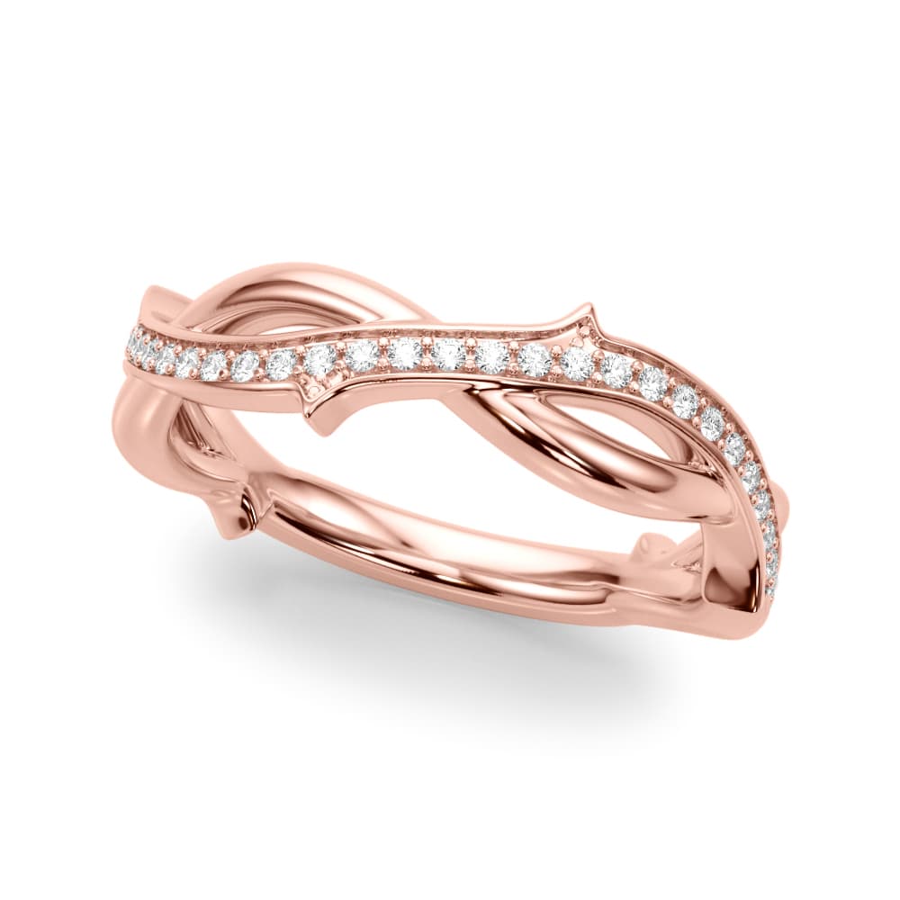 Nature Inspired Wedding Band (0.19 ct. tw.), Front view in rose gold