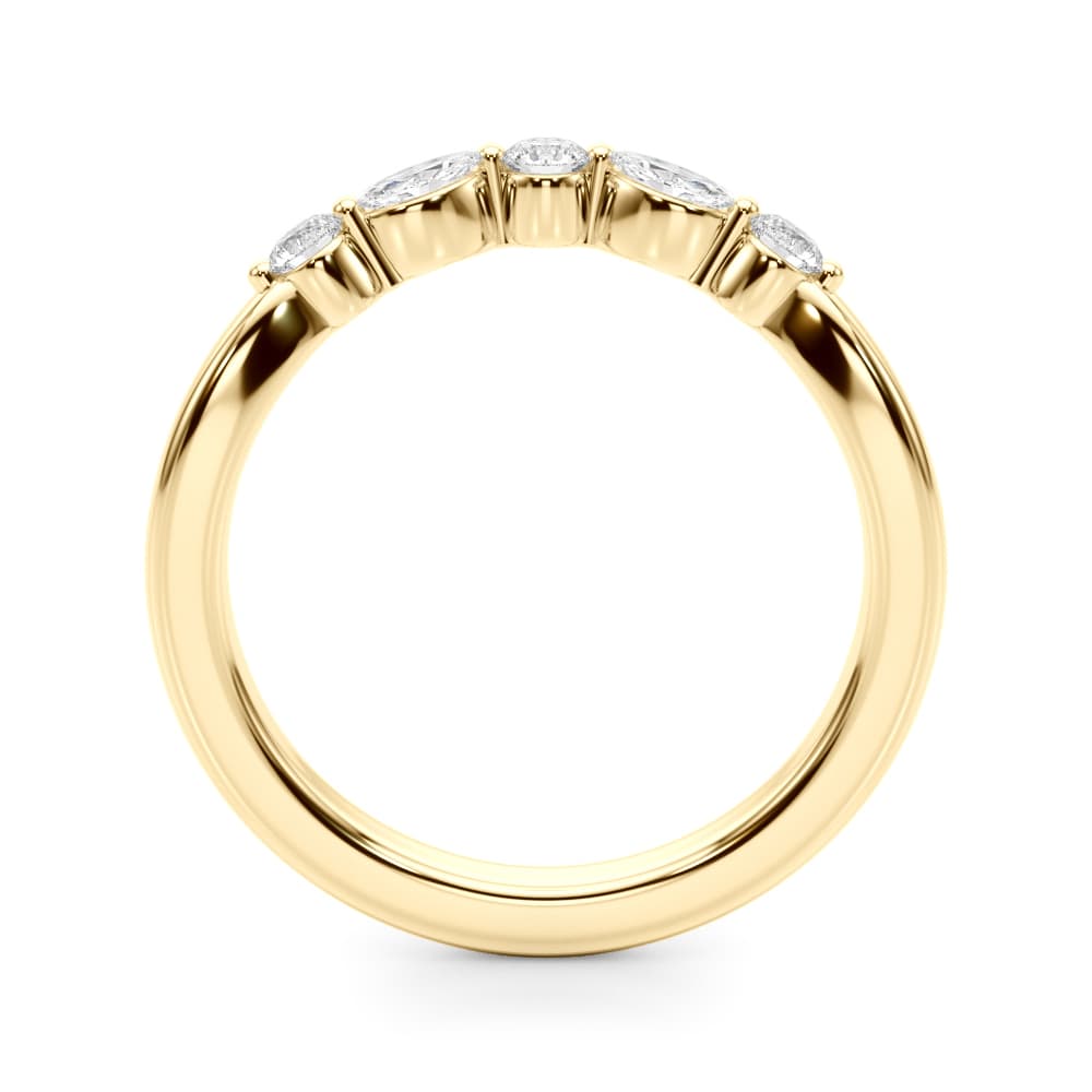 Alternating Round & Marquise Curved Wedding Band (1/3 ct. tw.), Side view in yellow gold