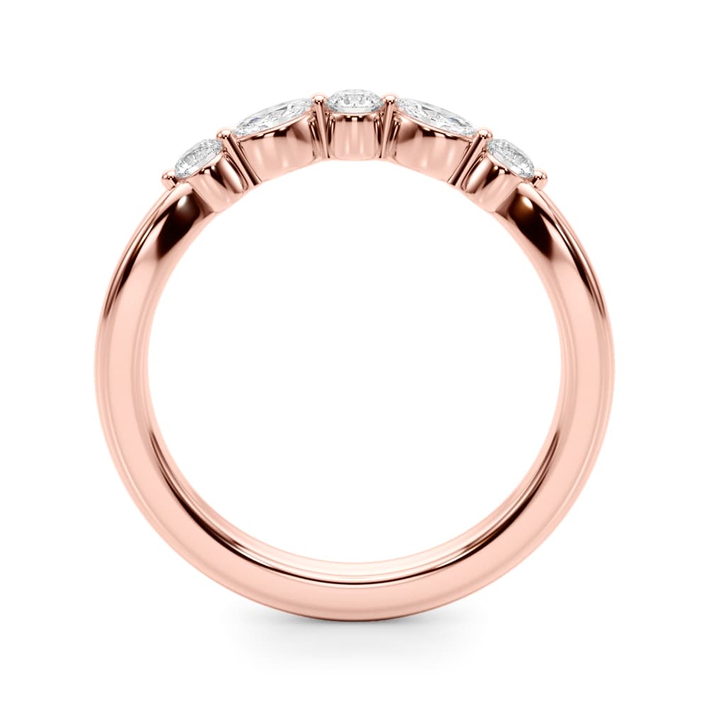 Alternating Round & Marquise Curved Wedding Band (1/3 ct. tw.), Side view in rose gold