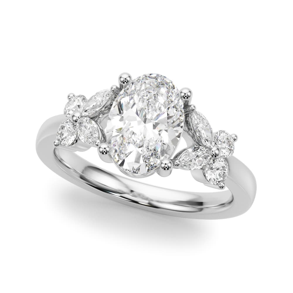 Floral Oval Engagement Ring — style 51287 in 10k White Gold