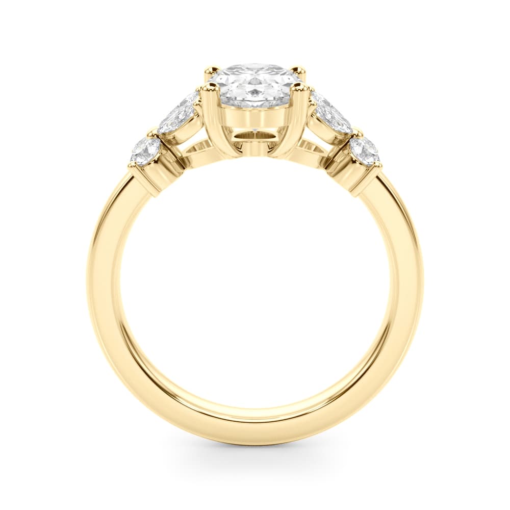 Floral Oval Engagement Ring, style 51287, Side view in yellow gold