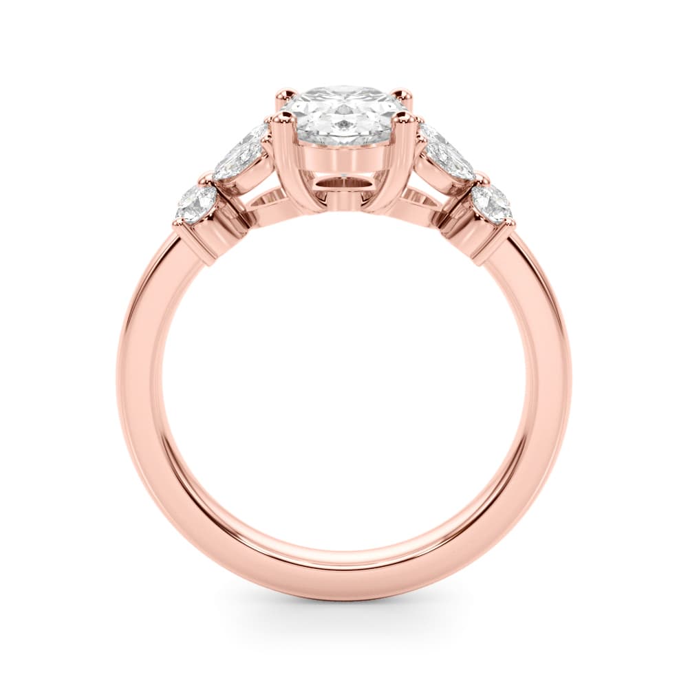 Floral Oval Engagement Ring, style 51287, Side view in rose gold