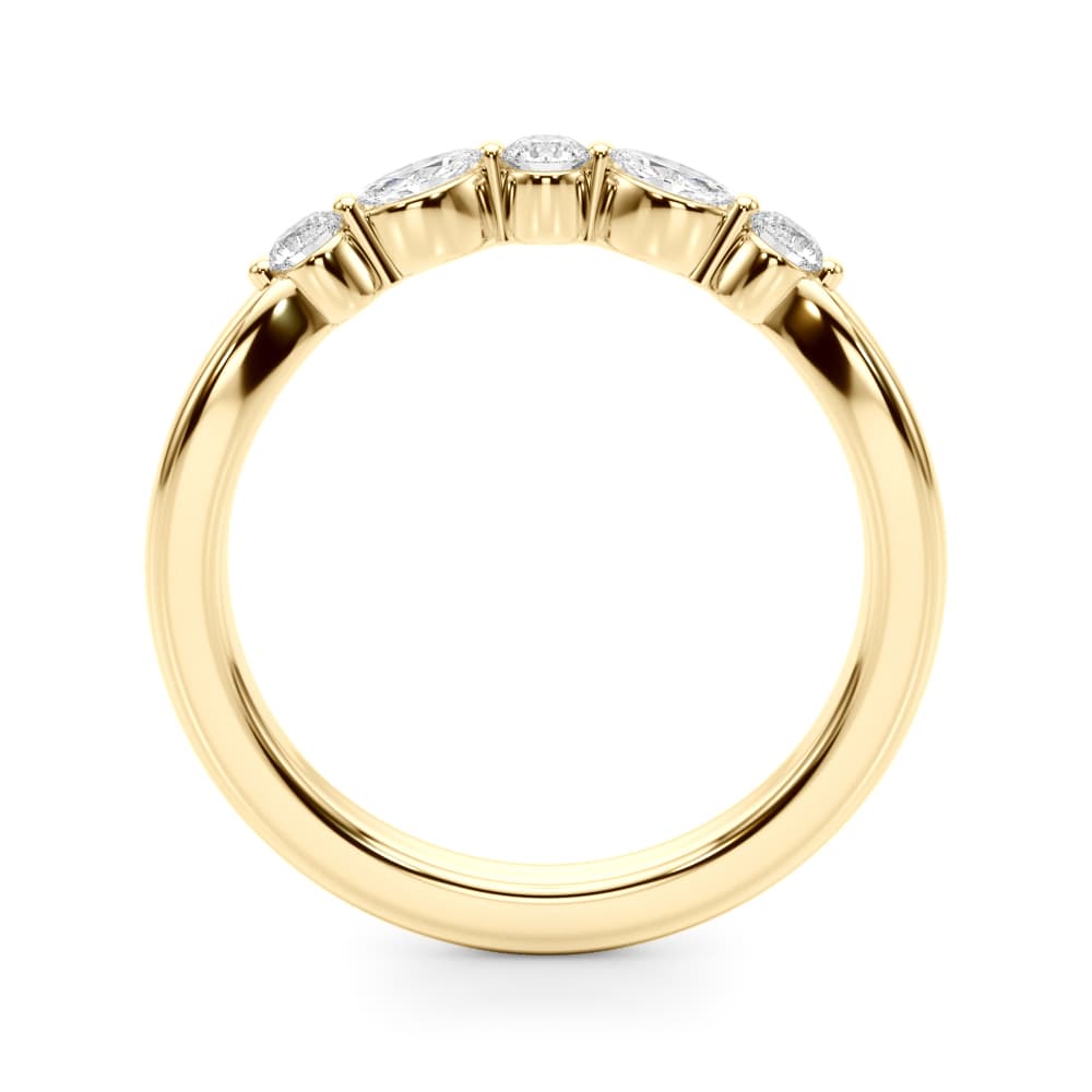 Alternating Round & Marquise Wedding Band (1/3 ct. tw.), Side view in yellow gold