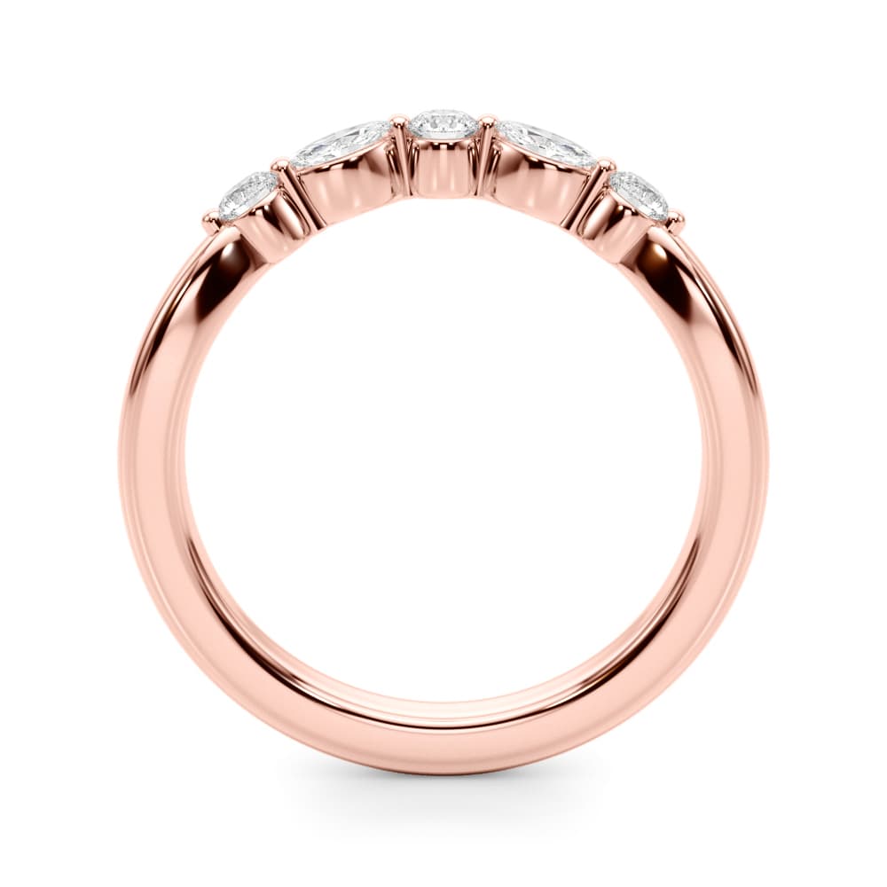 Alternating Round & Marquise Wedding Band (1/3 ct. tw.), Side view in rose gold