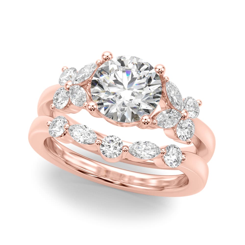Floral Round Engagement Ring, style 51288, On hand view in rose gold