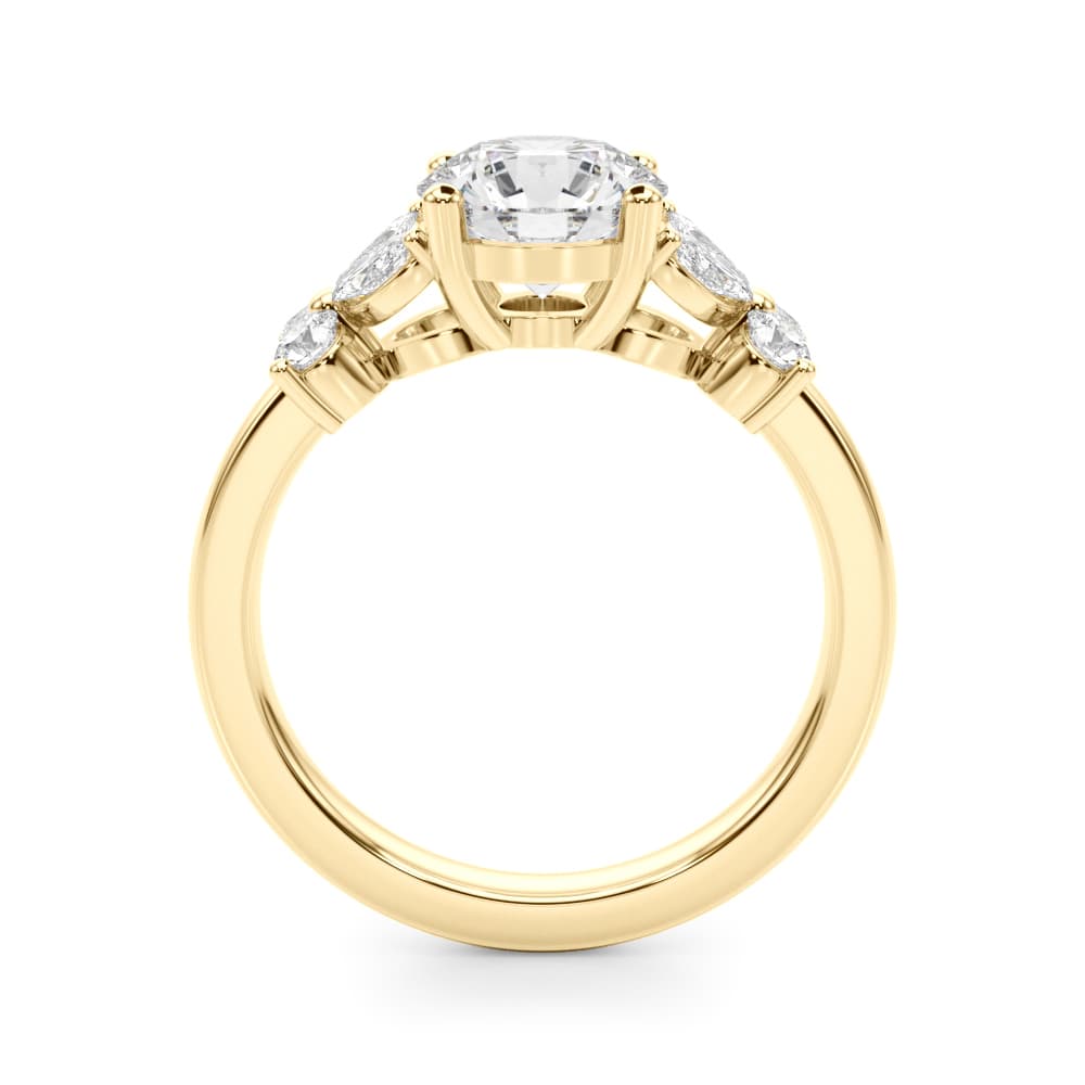 Floral Round Engagement Ring, style 51288, Side view in yellow gold
