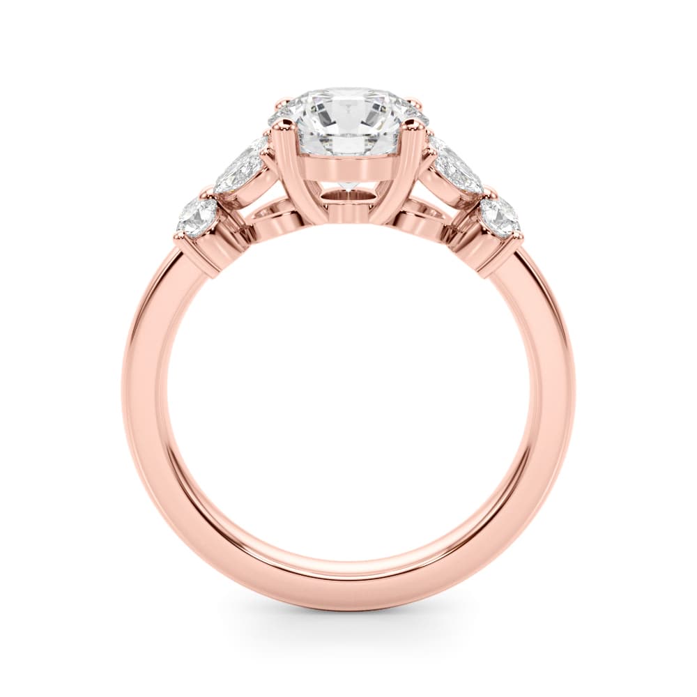 Floral Round Engagement Ring, style 51288, Side view in rose gold