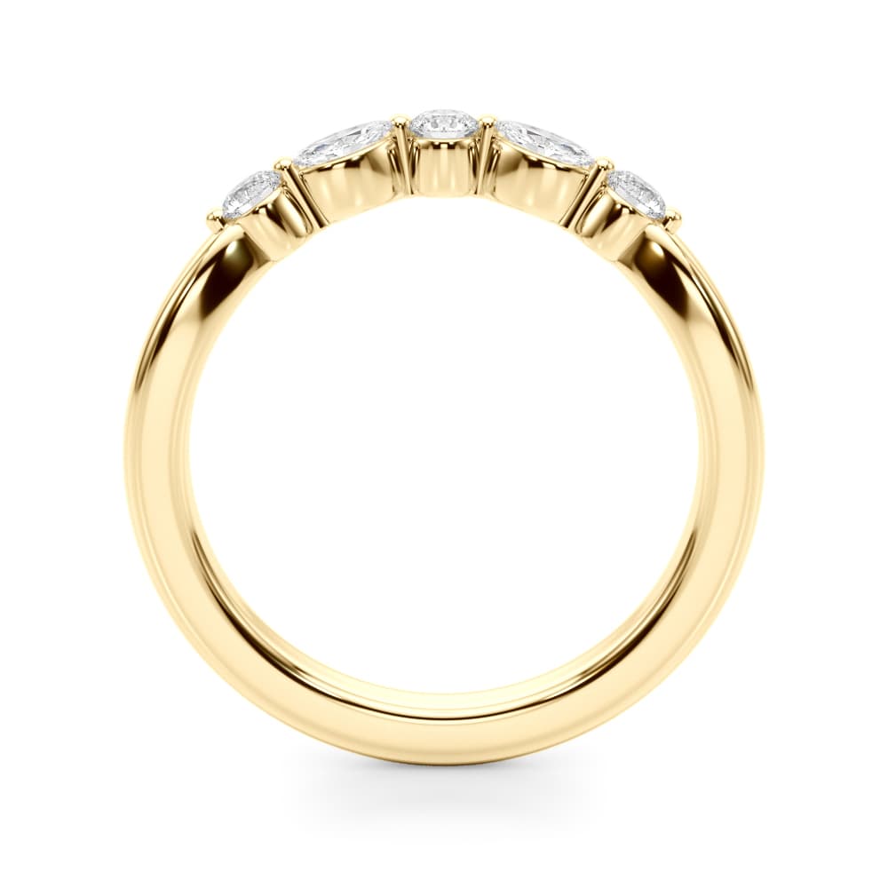 Alternating Round & Marquise Wedding Band (1/3 ct. tw.), Side view in yellow gold