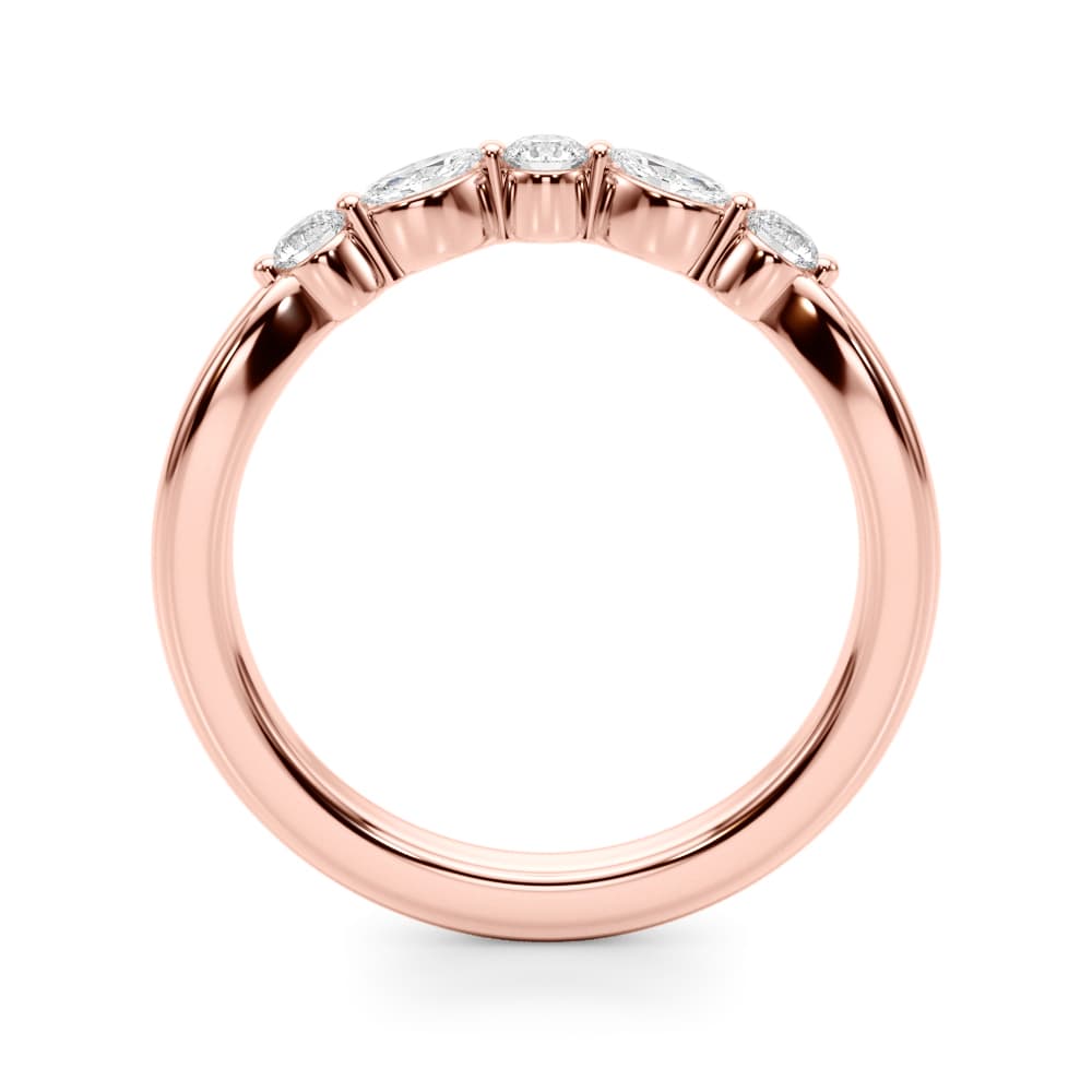 Alternating Round & Marquise Wedding Band (1/3 ct. tw.), Side view in rose gold