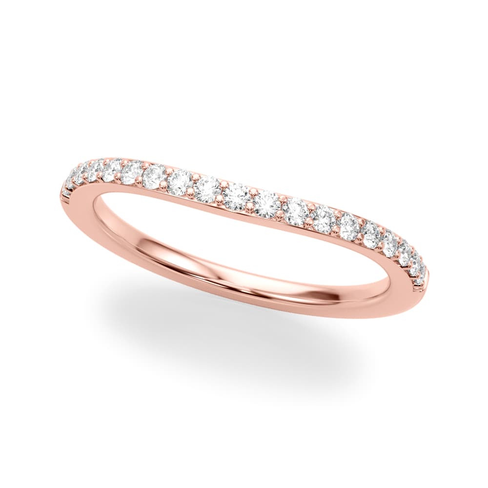 Curved Diamond Wedding Band (0.28 ct. tw.), Front view in rose gold