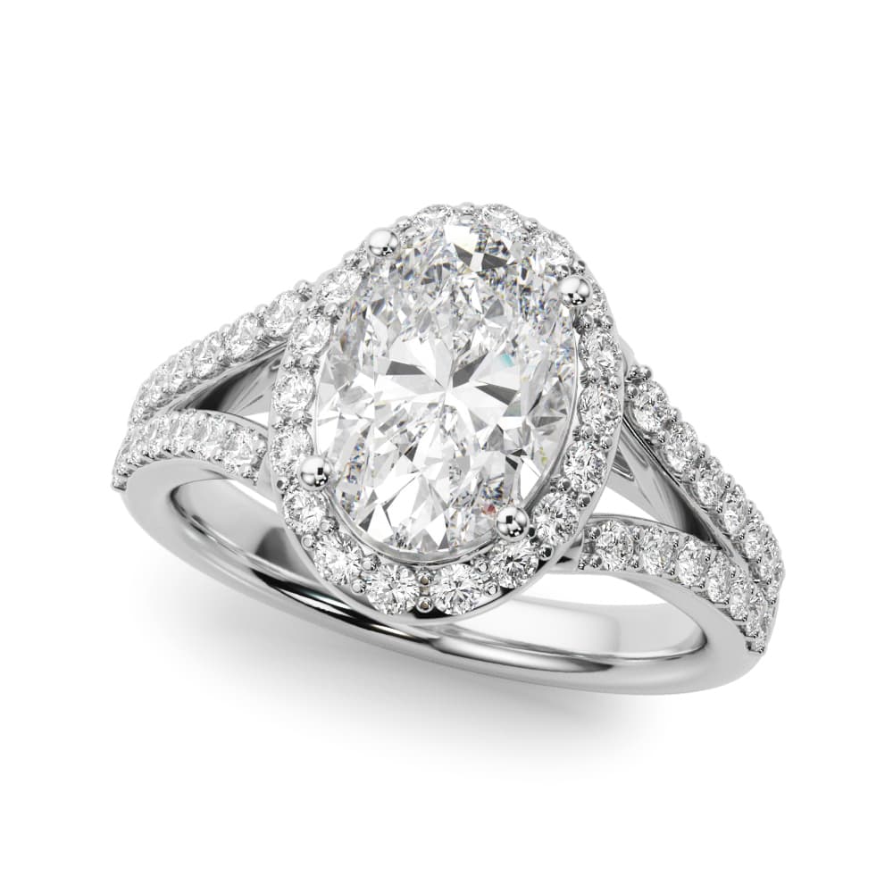 Split Shank Oval Halo Engagement Ring — style 51290 in 10k White Gold