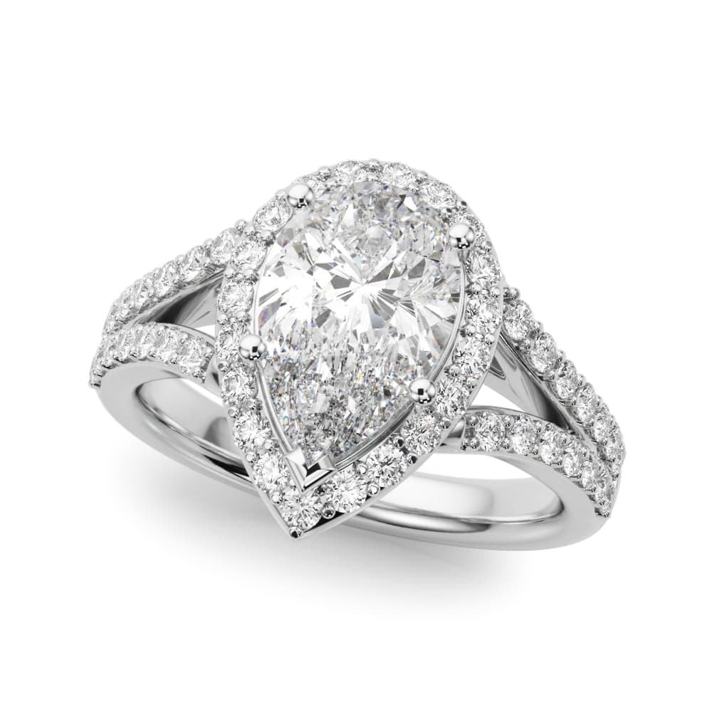 Split Shank Pear Halo Engagement Ring — style 51291 in 10k White Gold
