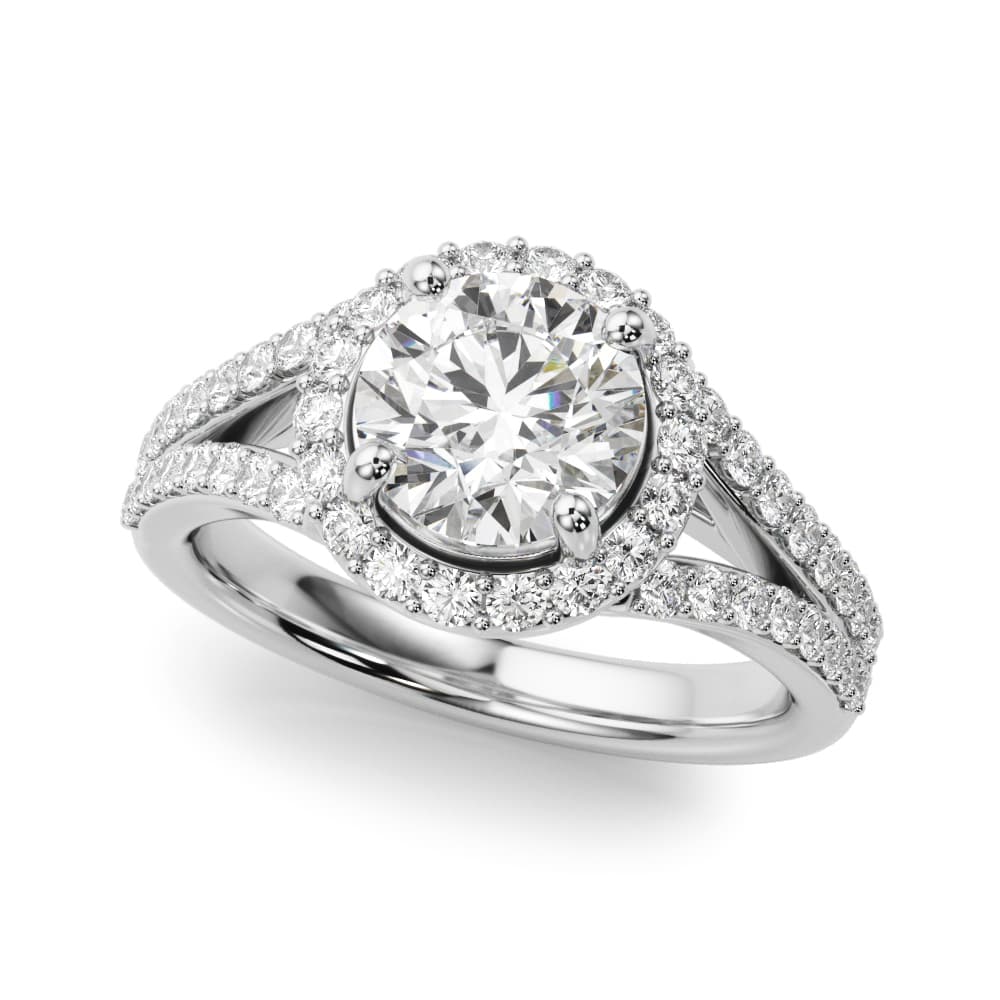 Split Shank Round Halo Engagement Ring — style 51292 in 10k White Gold