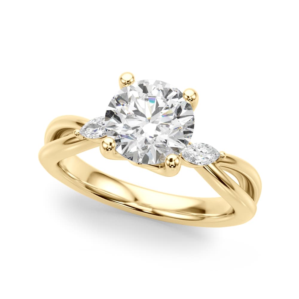 Round Split Shank Engagement Ring, style 51295, Front view in yellow gold
