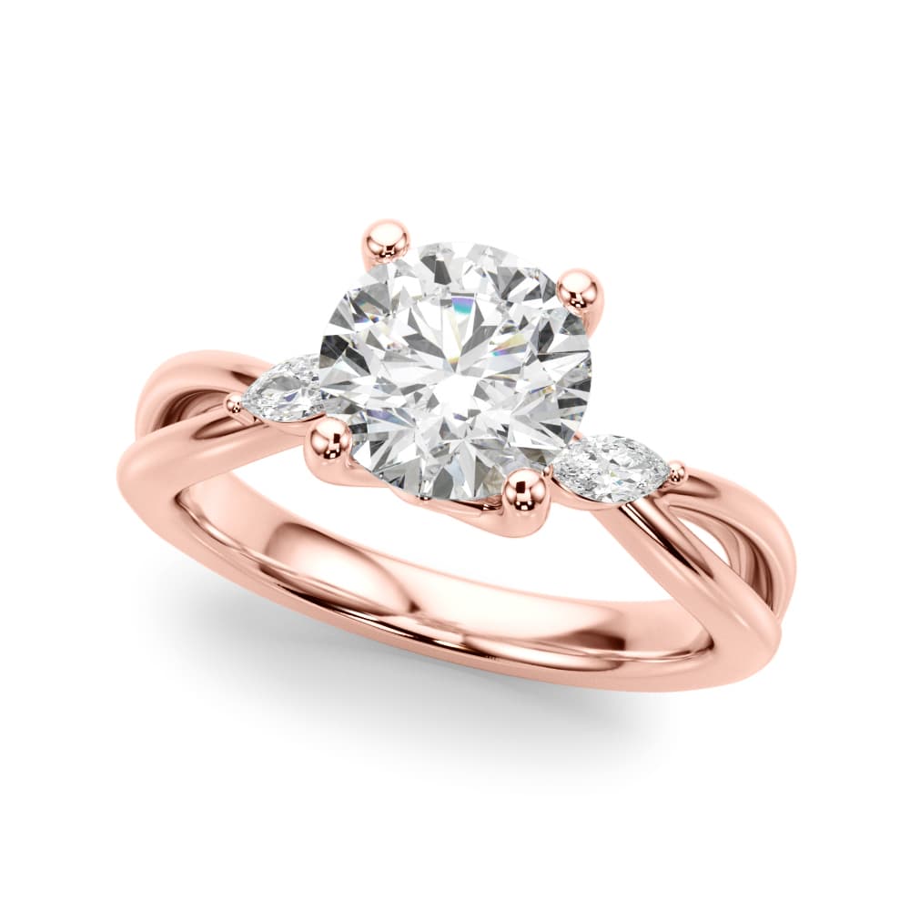 Round Split Shank Engagement Ring, style 51295, Front view in rose gold