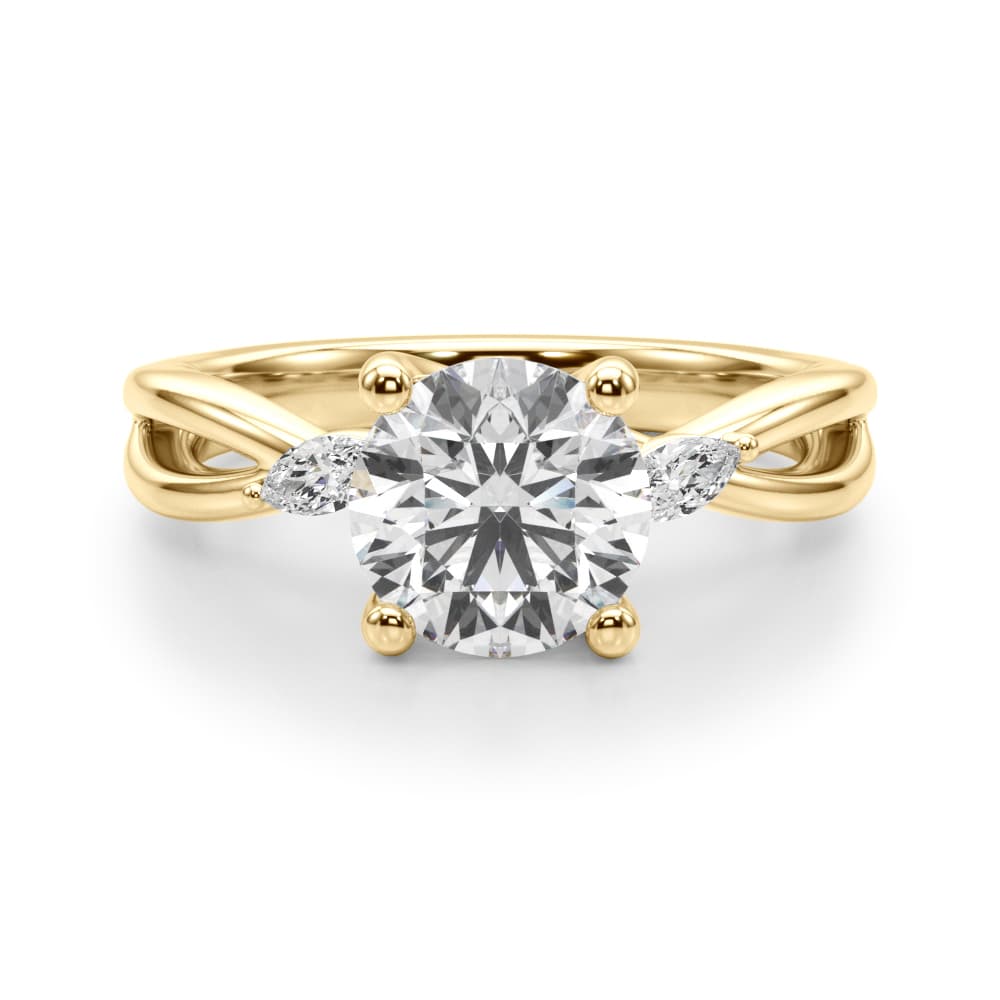 Round Split Shank Engagement Ring, style 51295, Angle view in yellow gold