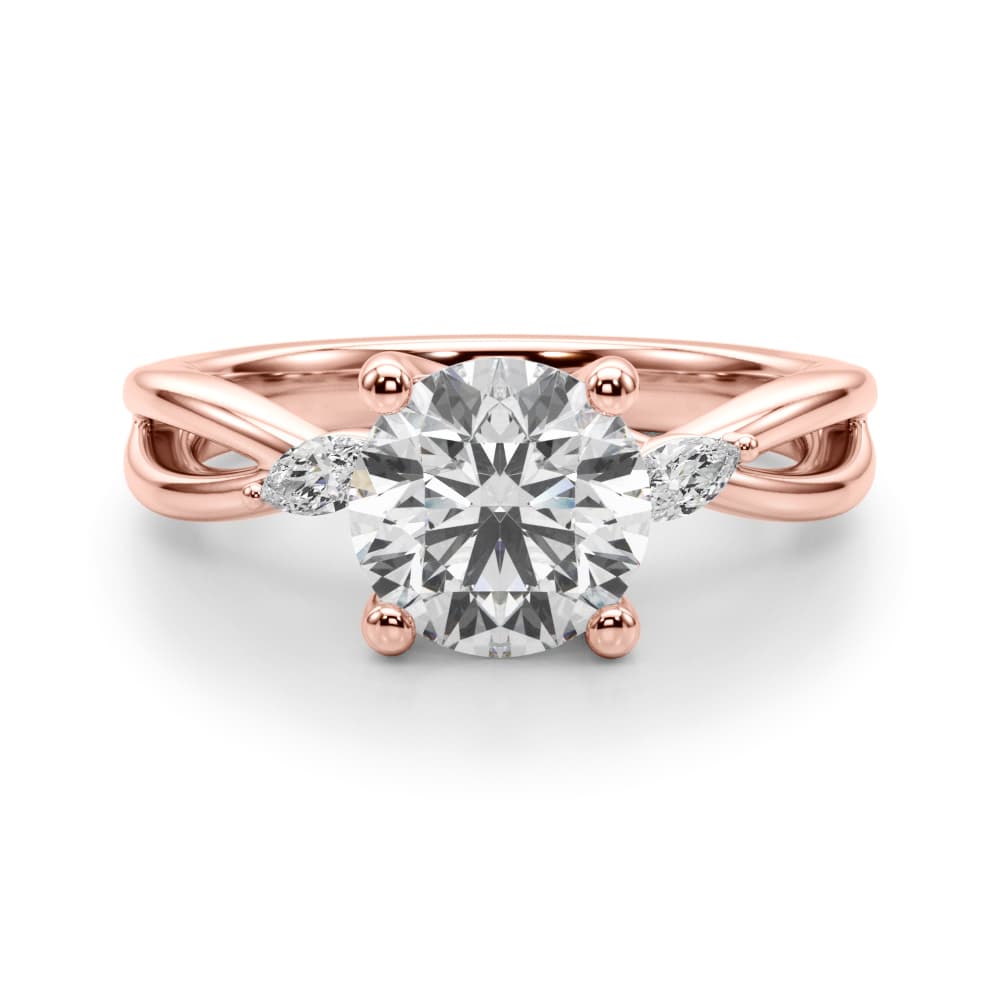 Round Split Shank Engagement Ring, style 51295, Angle view in rose gold