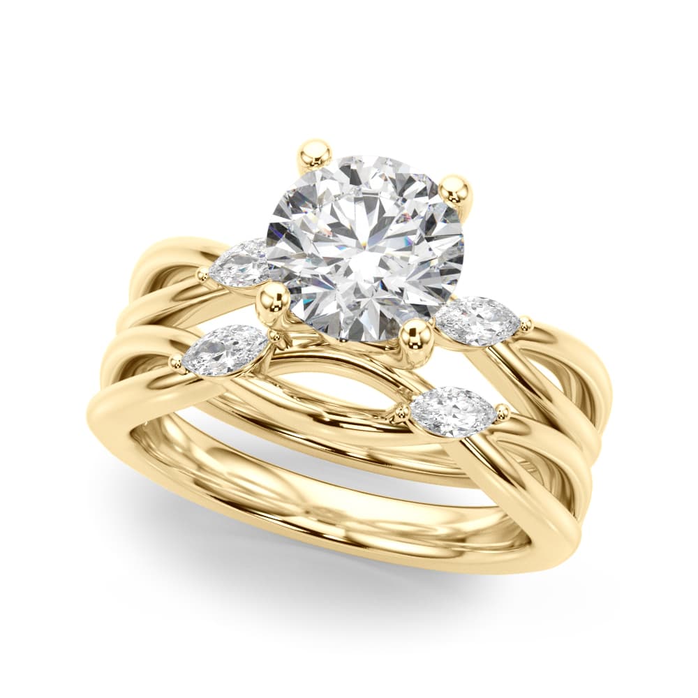 Round Split Shank Engagement Ring, style 51295, On hand view in yellow gold