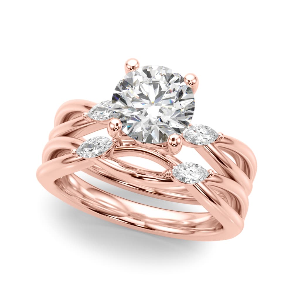 Round Split Shank Engagement Ring, style 51295, On hand view in rose gold