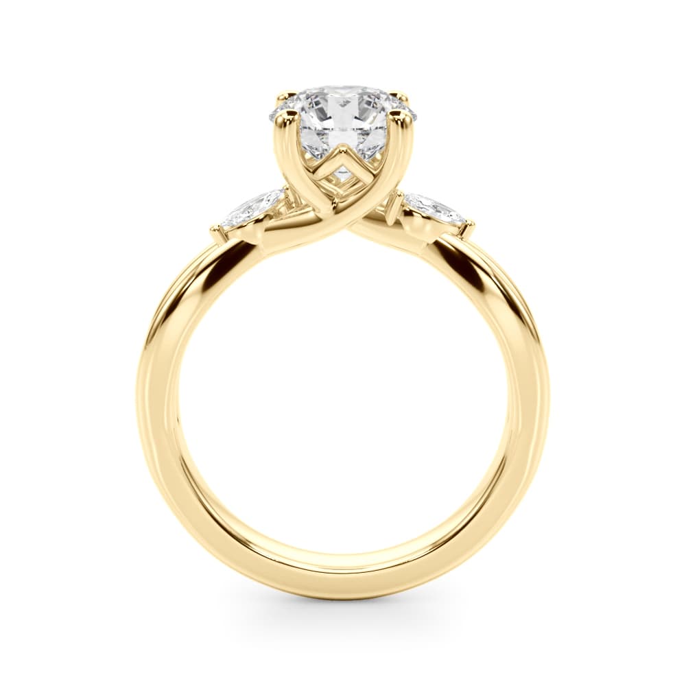 Round Split Shank Engagement Ring, style 51295, Side view in yellow gold
