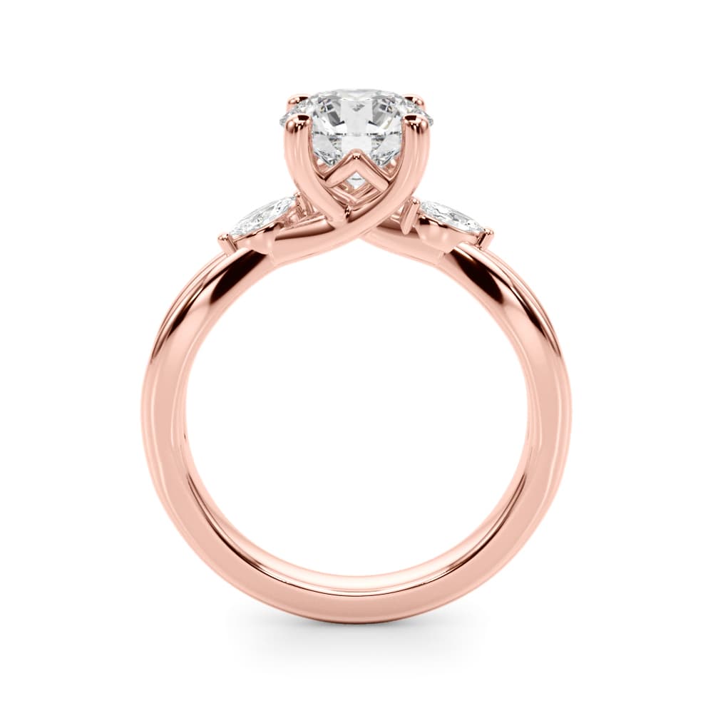 Round Split Shank Engagement Ring, style 51295, Side view in rose gold