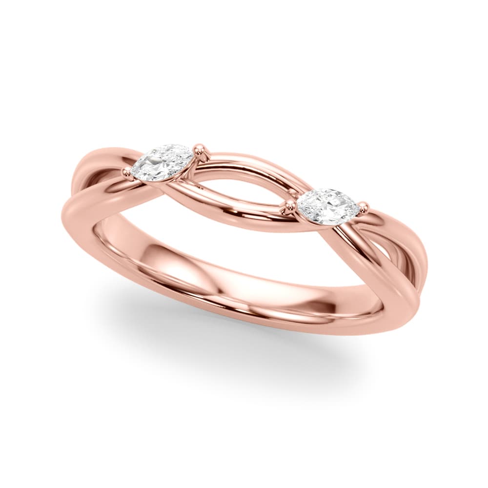 Crossing Diamond Wedding Band (1/8 ct. tw.), Front view in rose gold