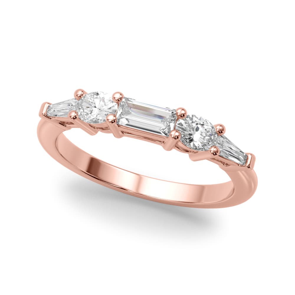 Baguette & Oval Wedding Band (0.7 ct. tw.), Front view in rose gold