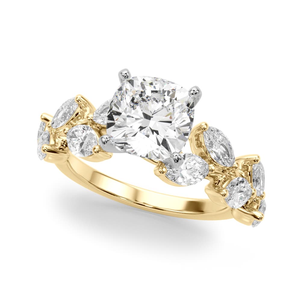 Nature Inspired Engagement Ring, style 51302, Front view in yellow gold