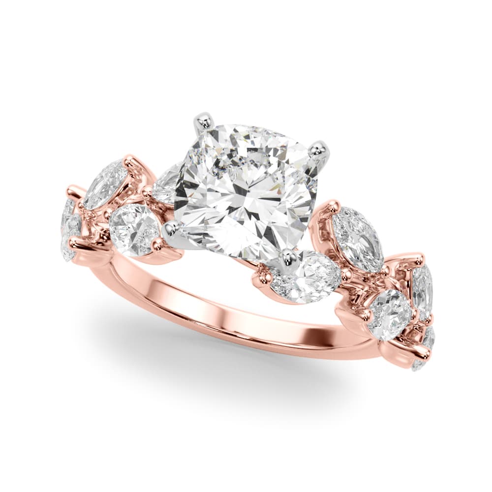 Nature Inspired Engagement Ring, style 51302, Front view in rose gold