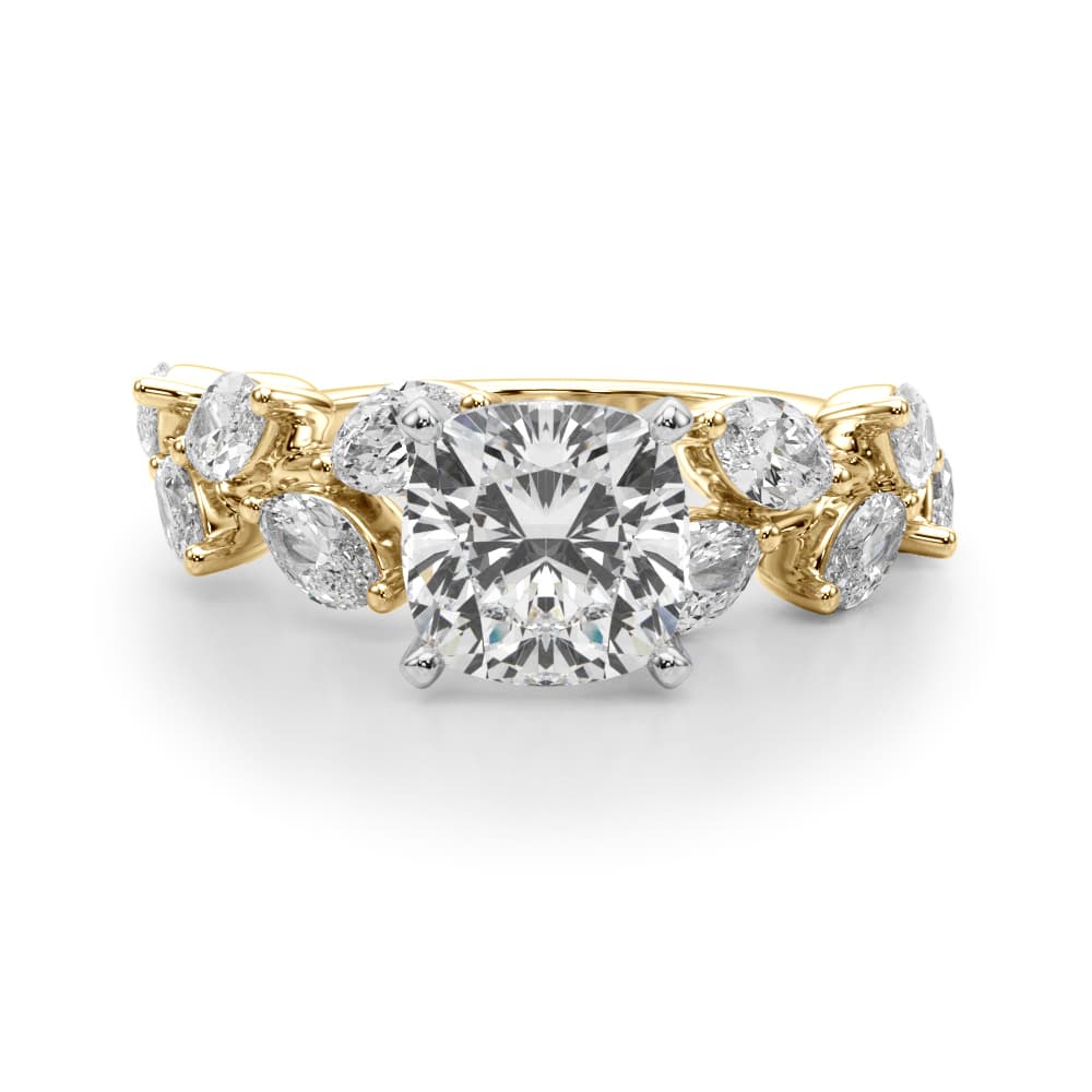 Nature Inspired Engagement Ring, style 51302, Angle view in yellow gold