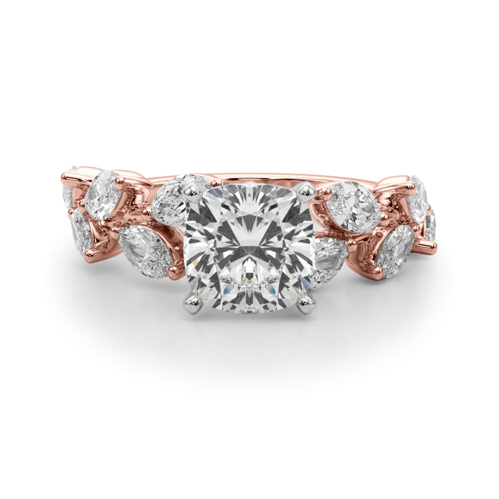 Nature Inspired Engagement Ring, style 51302, Angle view in rose gold