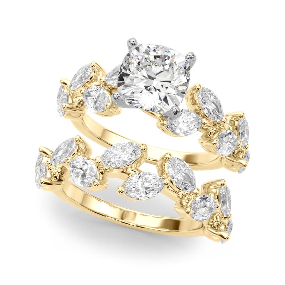 Nature Inspired Engagement Ring, style 51302, On hand view in yellow gold