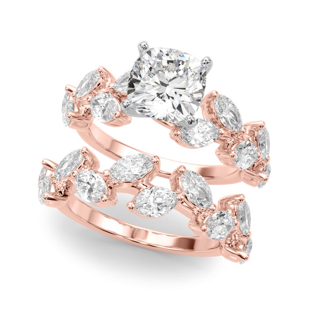 Nature Inspired Engagement Ring, style 51302, On hand view in rose gold