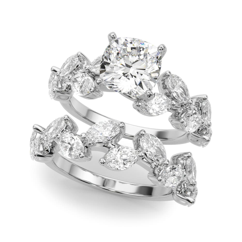 Nature Inspired Engagement Ring, style 51302, On hand view in white gold or platinum