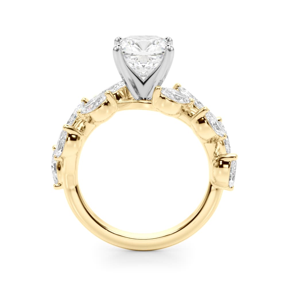 Nature Inspired Engagement Ring, style 51302, Side view in yellow gold