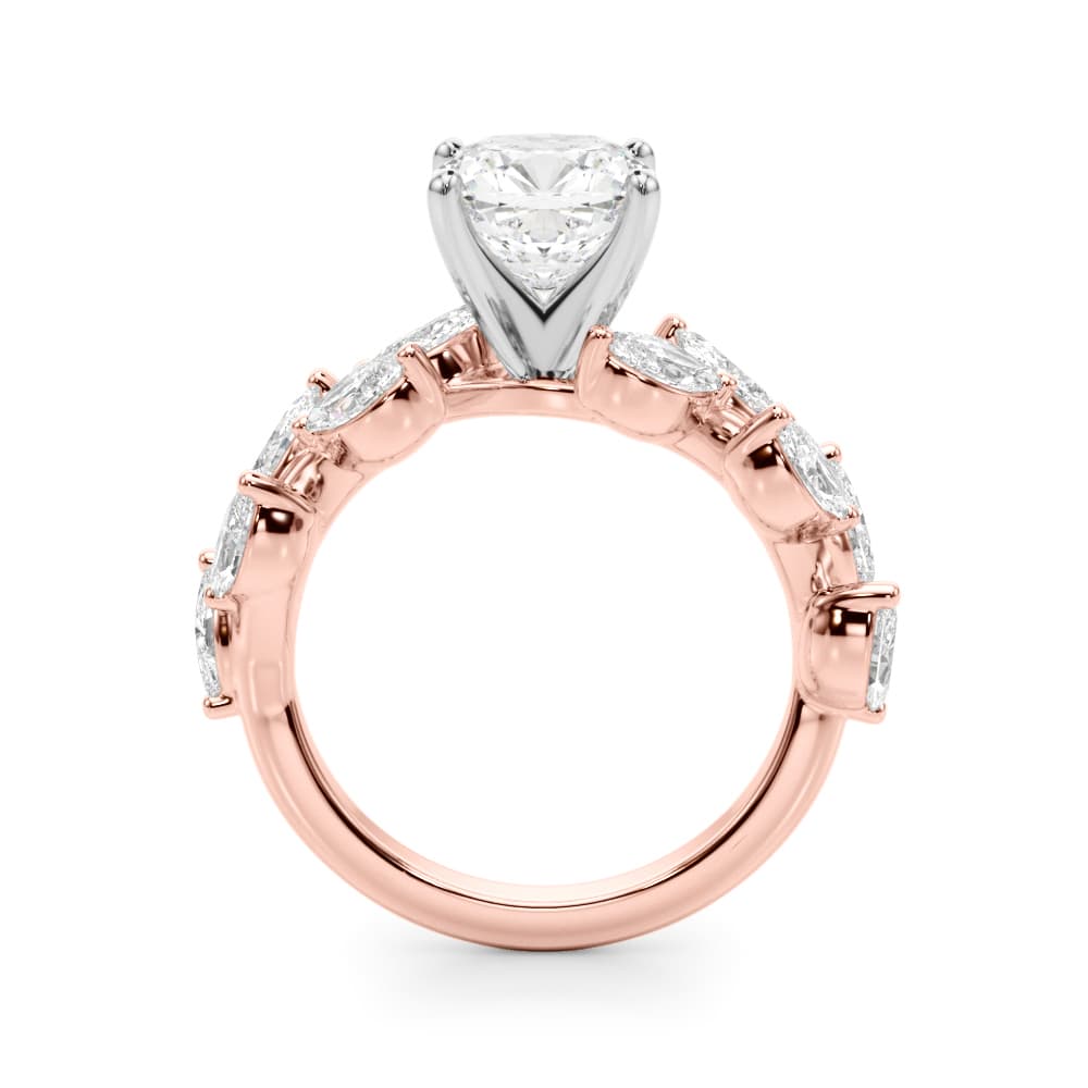 Nature Inspired Engagement Ring, style 51302, Side view in rose gold