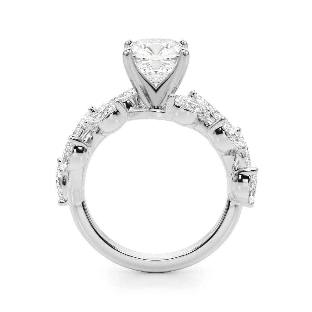 Nature Inspired Engagement Ring, style 51302, Side view in white gold or platinum