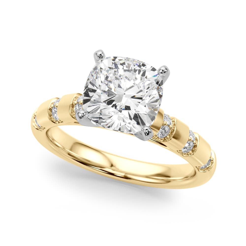 Contemporary Catherdral Engagement Ring, style 51303, Front view in yellow gold