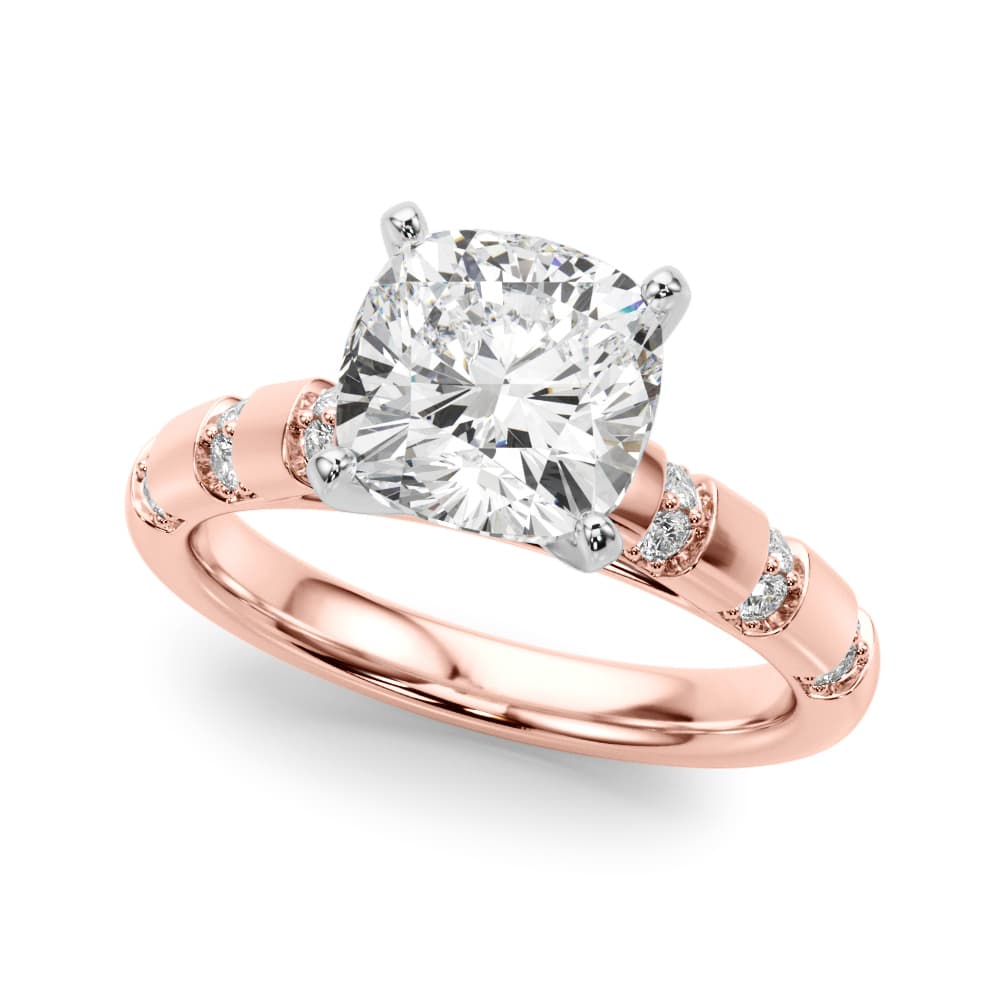Contemporary Catherdral Engagement Ring, style 51303, Front view in rose gold