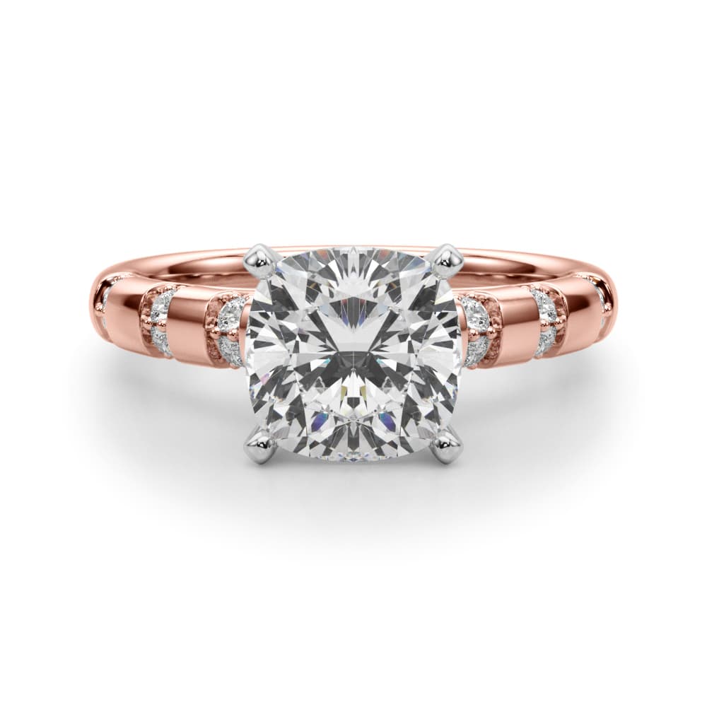 Contemporary Catherdral Engagement Ring, style 51303, Angle view in rose gold