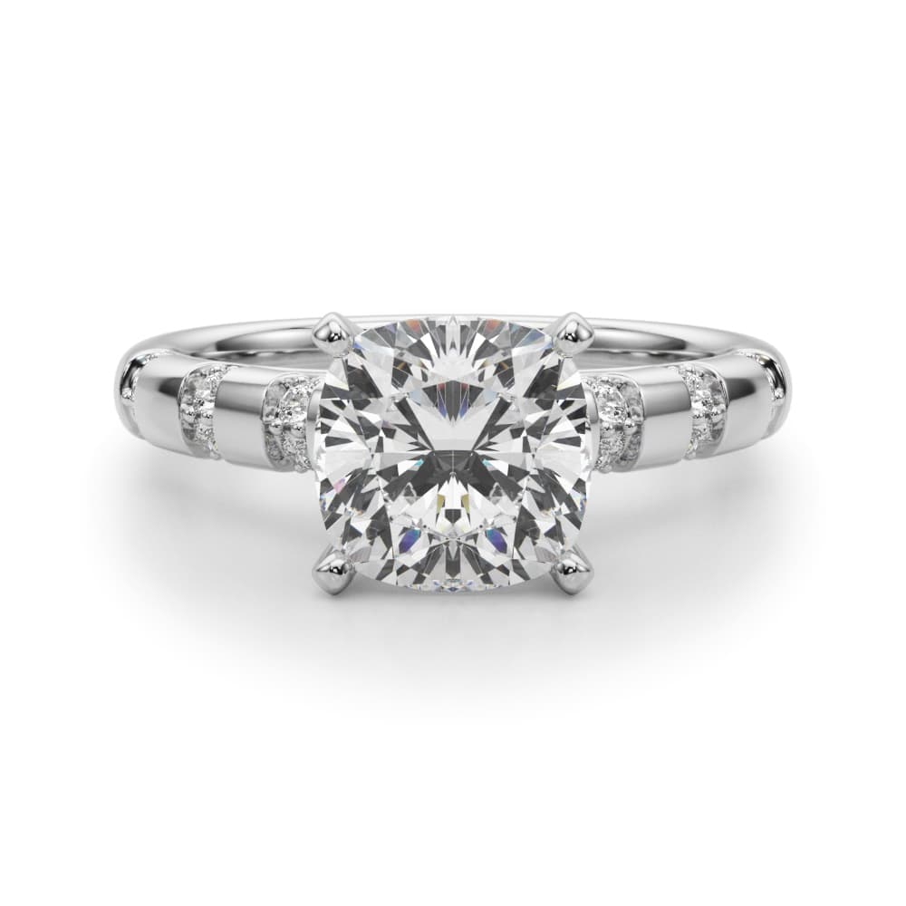 Contemporary Catherdral Engagement Ring, style 51303, Angle view in white gold or platinum