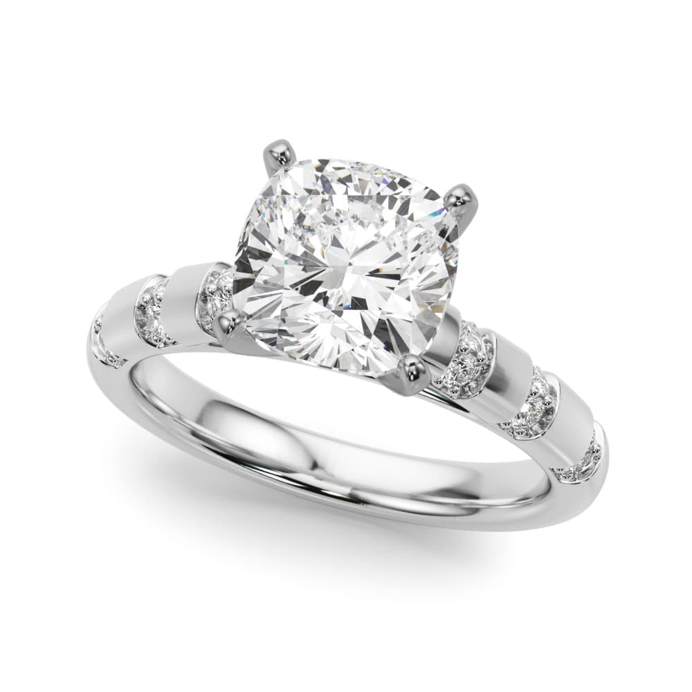 Contemporary Catherdral Engagement Ring — style 51303 in 10k White Gold