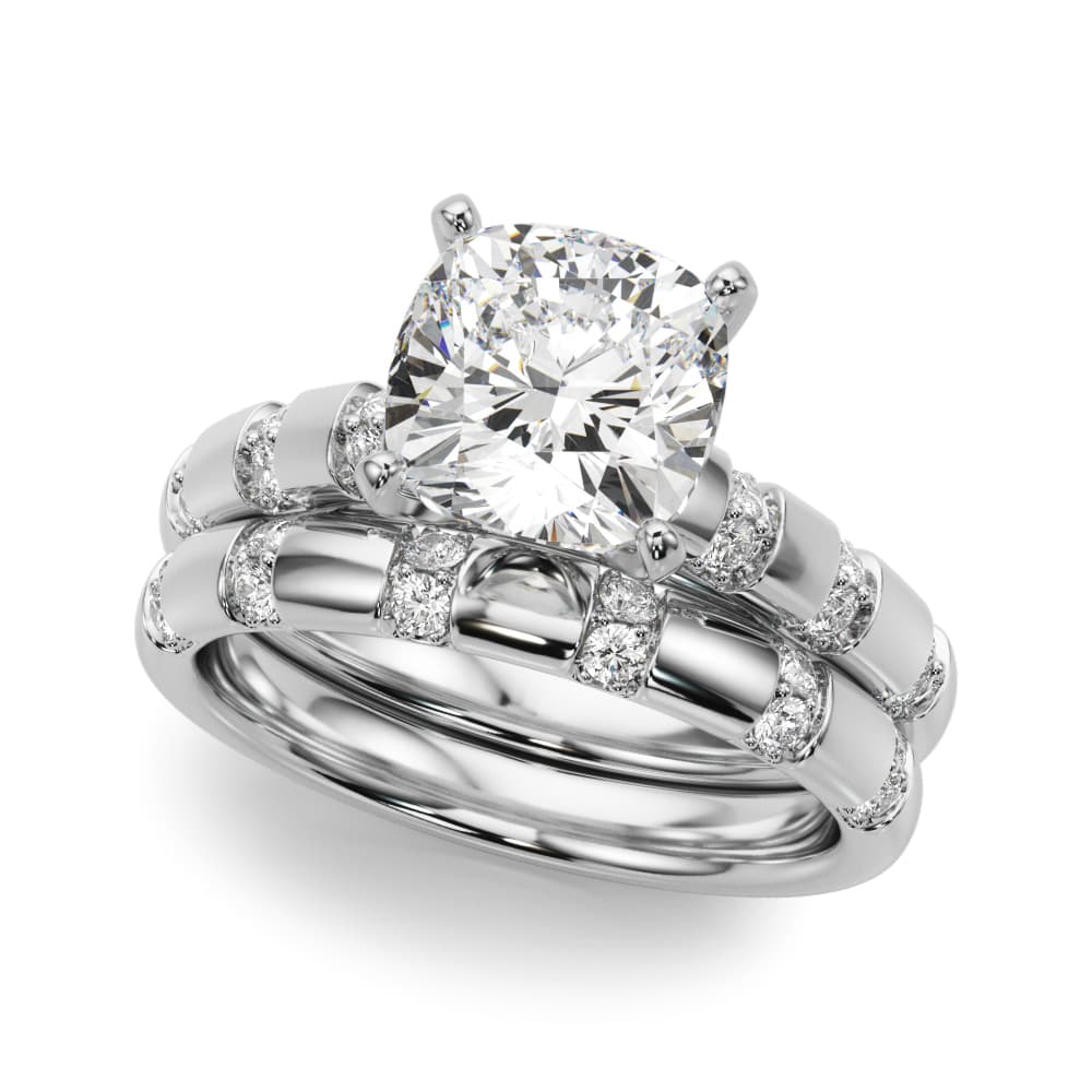 Contemporary Catherdral Engagement Ring, style 51303, On hand view in white gold or platinum