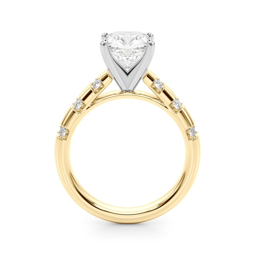 Contemporary Catherdral Engagement Ring, style 51303, Side view in yellow gold